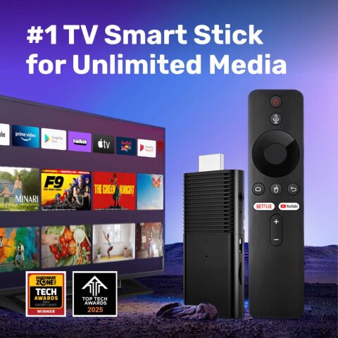 Flixy streaming stick connected to television HDMI port
